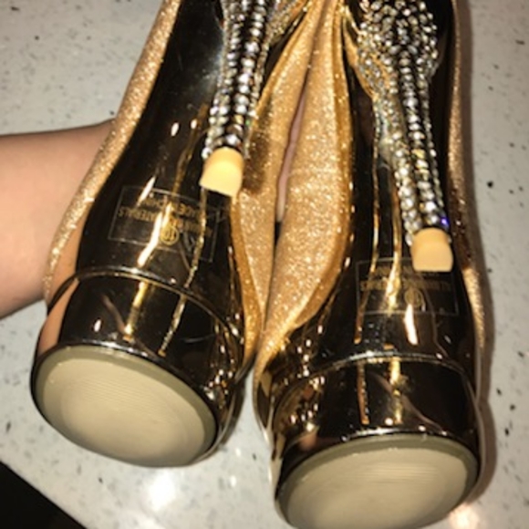 Gorgeous Gold Crystal Stiletto Heels - Picture 6 of 10
